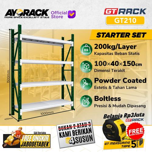 Barat Rack Promo RAK GUDANG BESI GT RACK GT210 – WAREHOUSE RACK 200KG TINGGI 4 ...