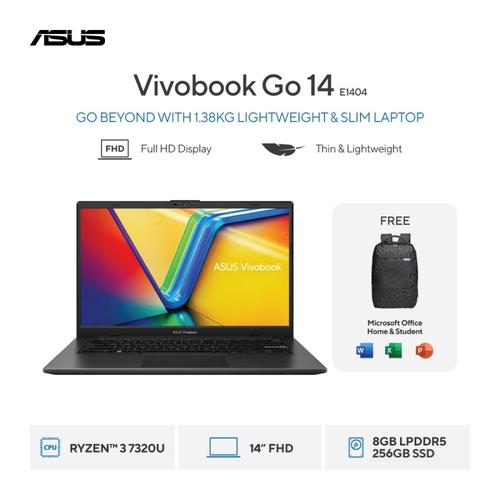 ASUS VIVOBOOK GO 14 E1404FA AMD RYZEN 3 7320U 8GB 256GB SSD Win11+OHS 14