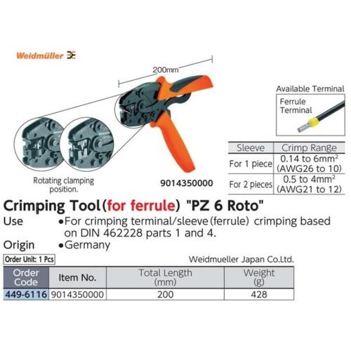 Weidmuller PZ 6 Roto Crimping Tool