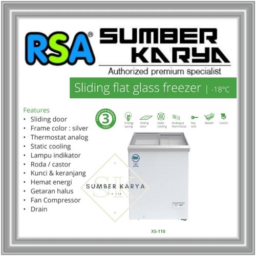 Lampu Freezer Rsa Promo RSA Sliding Flat Glass Freezer XS 110 XS110 100L Putih Kapasitas ...