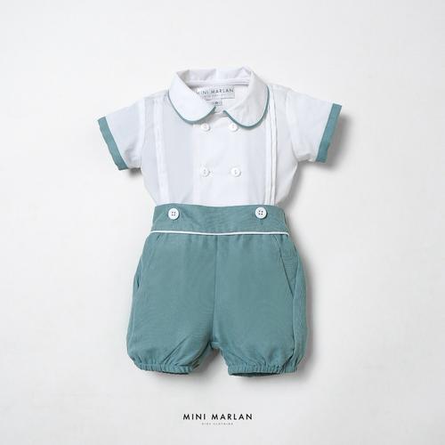 Jual Walt Mini Marlan Forest Green Boy Set 03M, Bordir 1 kerah