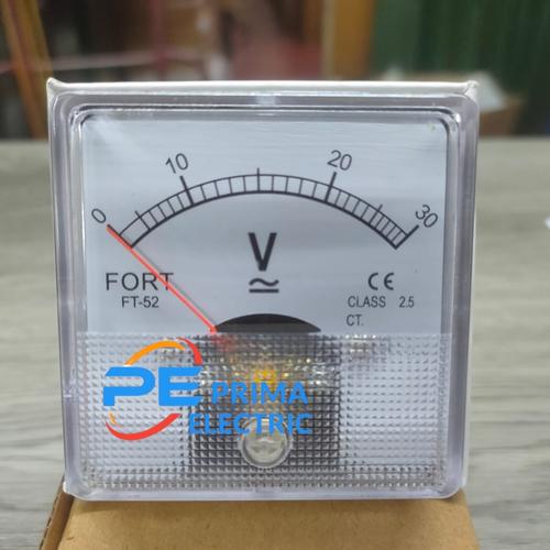 Jual Volt Meter AC/DC FT-52V FORT 0 - 15V 30V 50V 150V 300V 500V Analog ...
