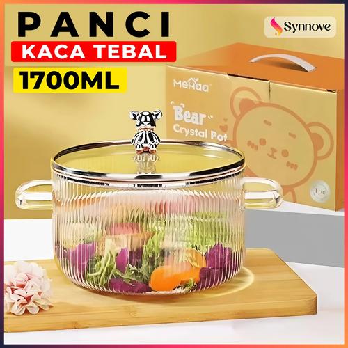 Promo Panci Kaca Tahan Panas 1700ml Panci Soup Tutup Kaca Panci Mie ...