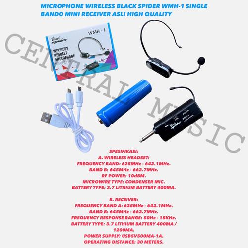 Jual MICROPHONE WIRELESS BLACK SPIDER WMH-1 SINGLE BANDO MINI RECEIVER ...