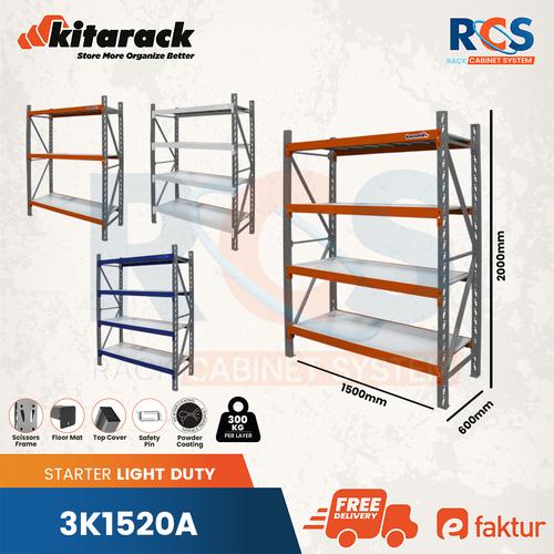 Jual STARTER RACK RAK GUDANG BESI 2 METER SUSUN 300KG Panjang 1.5M Abu ...