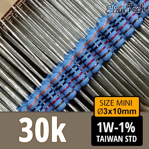 Jual Resistor 1W 30k Taiwan 1% Metal Oxide 30 Kilo Ohm Mini Size 1WS ...