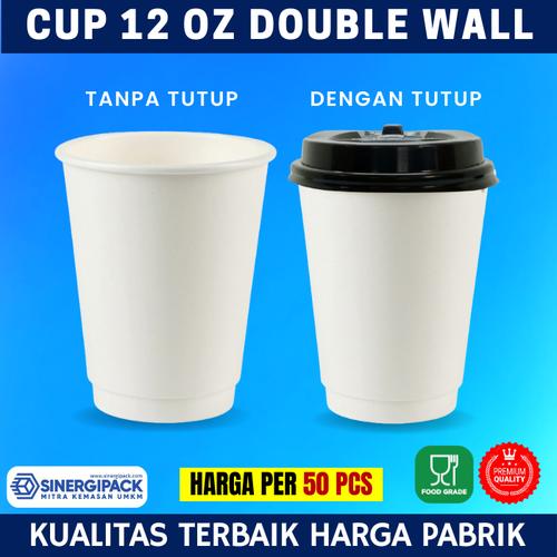 Jual Paper cup 12 oz Double Wall dengan Tutup - Gelas Kertas Kopi 12oz ...