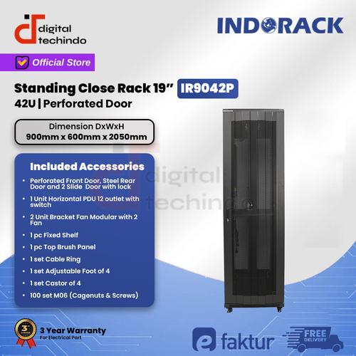 Ir9148 Rack Promo IR9042P Close Rack 42U INDORACK Depth 900mm Perforated Door Rak ...