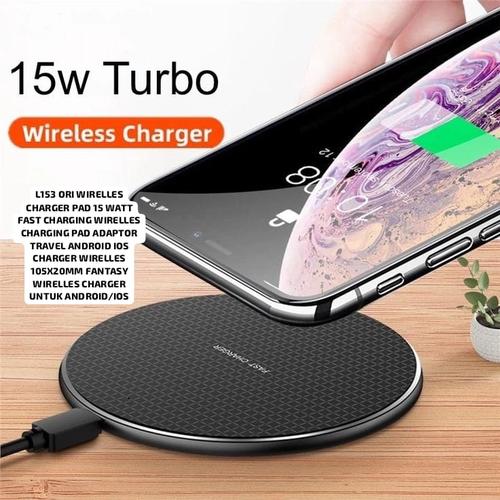 L153 Ori Adaptor Cas Casan Wireless Charger Usb Tipe Type Pad 15w Fast  Charging Wireles Charging Travel Android Ios Chas Qi Quick Charge Pengisian  - Main Image
