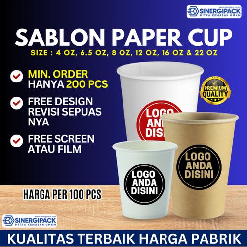 Jual Sablon Paper Cup 8 oz, 12 oz & Cold paper Cup 12, 16 & 22 oz - 1 ...