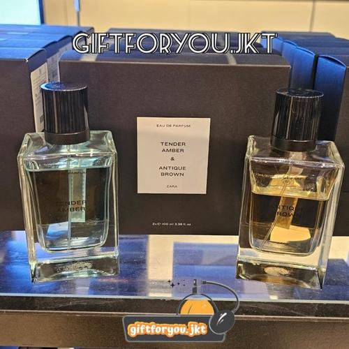 Parfum Zara Paket Isi Botol Tender Amber Antique Brown EDP 2x100 ml  Original Man Perfume Cowok Pria Laki Laki Official Store Parfume TENDER 