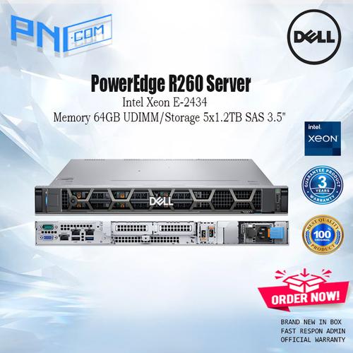 Jual Dell Server PowerEdge R260 Intel Xeon E-2434 64GB 5x1.2TB SAS 3YR ...