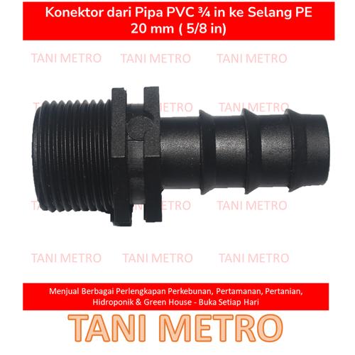 Jual Male Connector konektor 20 mm ulir dari Pipa PVC 3/4 inch ke ...