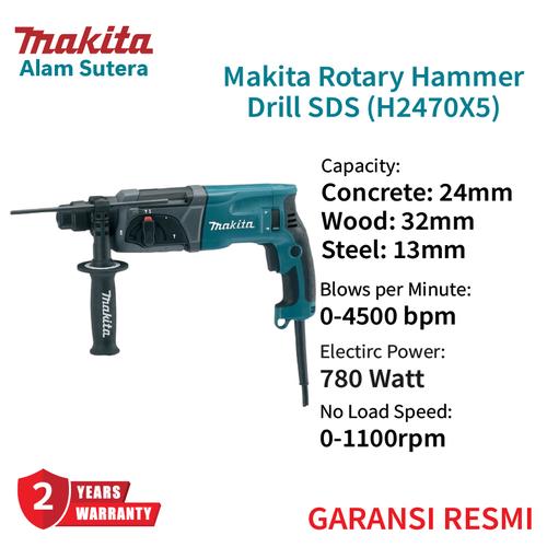 Promo Bor Beton MAKITA HR 2470X5 fungsi Rotary Hammer Drill SDS Plus di  Makitaalamsutera Tokopedia