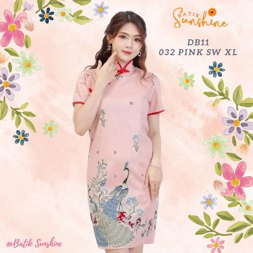 Jual Dress Batik Cheongsam Wanita Size M-L-XL DB11 032 Merak Olive Pink ...