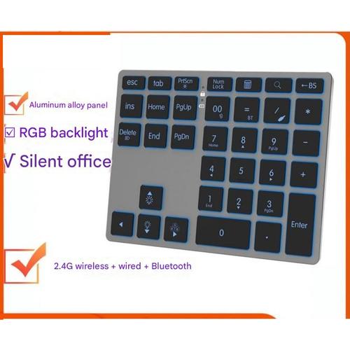 Jual Wireless Keyboard Triple Connection Wired Bluetooth 2.4G Numeric ...