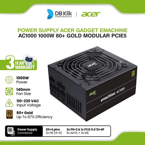 Promo Power Supply Emachine Acer Gadget AC1000 1000W 80+ Gold Modular ...
