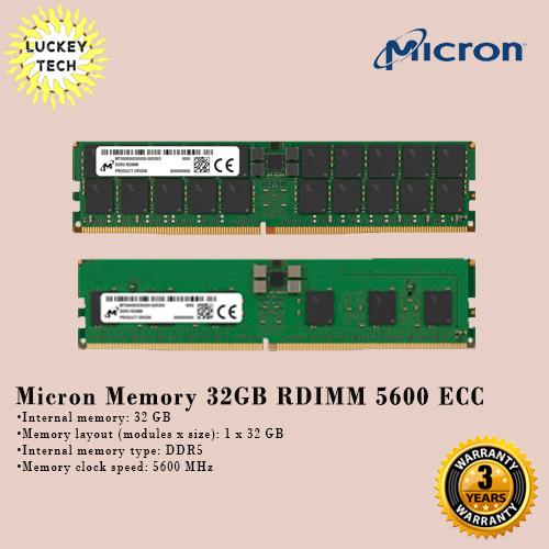 Micron Memory 32GB RDIMM DDR5 5600 ECC Server Memory di Luckey Tech  Tokopedia