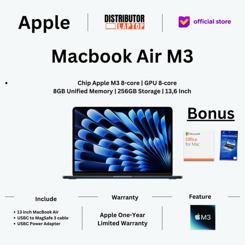 未使用 Apple MacBook Air M3 13inch MRXQ3J/A（Jual APPLE MACBOOK 