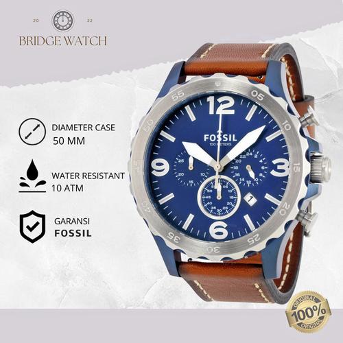 Promo Jam Tangan Pria Fossil Nate Chronograph Kulit Brown Sporty