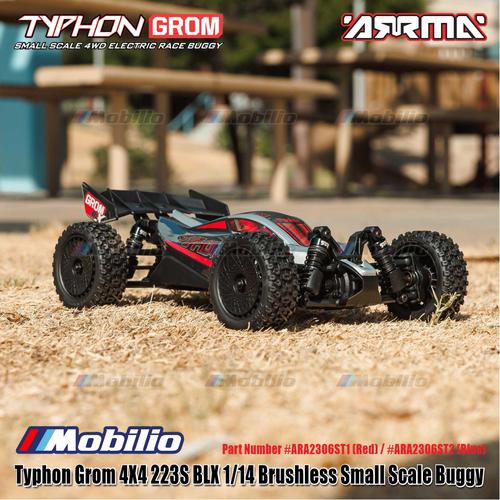 Voiture Télécommandée Arrma Typhon GROM 1/18 4x4 Brushless - 223S BLX Avec Batterie Et Chargeur - Bleu