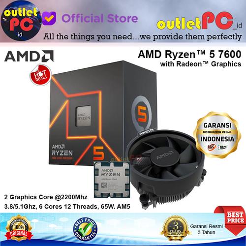 Promo AMD RYZEN 7600 AM5 ZEN4 Raphael GHZ DDR5 6C/12T