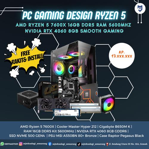 Jual PC GAMING DESIGN AMD Ryzen 5 7600X with RTX 4060 8GB GDDR6 - Kota ...