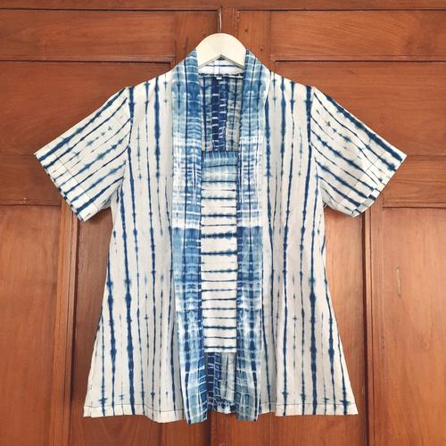 Jual Atasan kutu baru shibori garis wanita modern kemeja bisa po