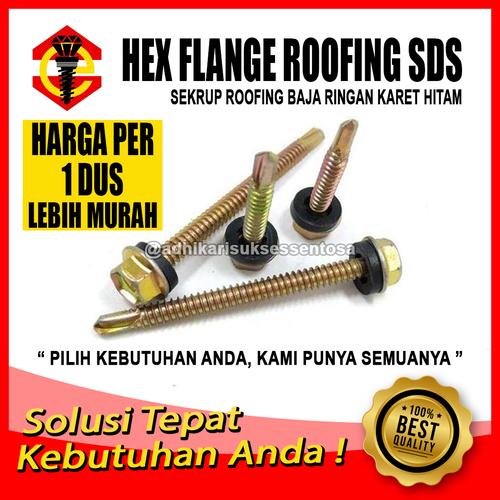Jual (1 DUS) Sekrup Roofing Kuning / Hex Flange SDS #12x20 / Baut Baja ...