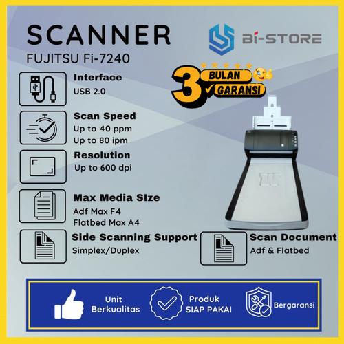 Jual Fujitsu Scanner Folio Fi-7240 Siap Pakai ADF & Flatbed Scan Duplex ...