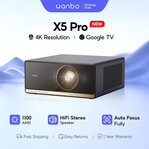 Projecteur Portable Wanbo X5 Pro – 1100 Lumens ANSI, Full HD, Google TV, HDR10, WiFi, HDMI 2.0 – Bleu Foncé Projecteur Portable Wanbo X5 Pro – 1100 Lumens ANSI, Full HD, Google TV, HDR10, WiFi, HDMI 2.0 – Bleu Foncé