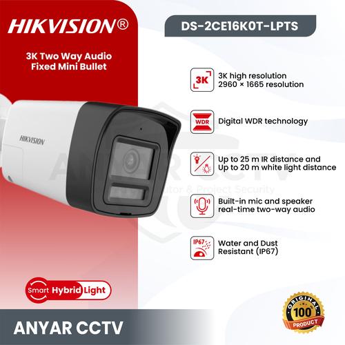 Jual HIKVISION DS-2CE16K0T-LPTS 5MP Smart Hybrid Light Two Way