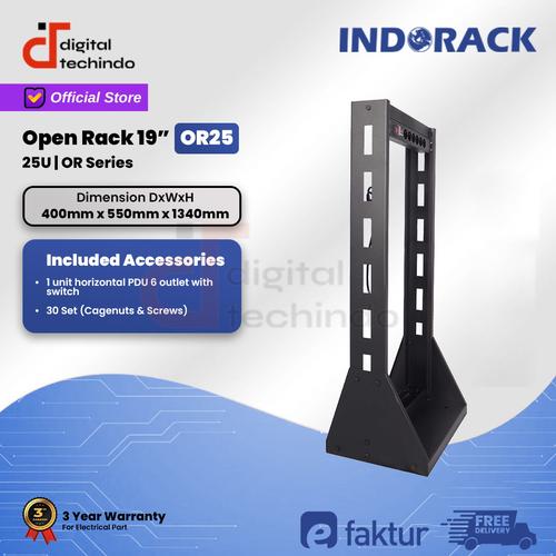 Promo OR25 Open Rack 25U INDORACK Rak 25U Rack Server Modem Audio WIfi ...