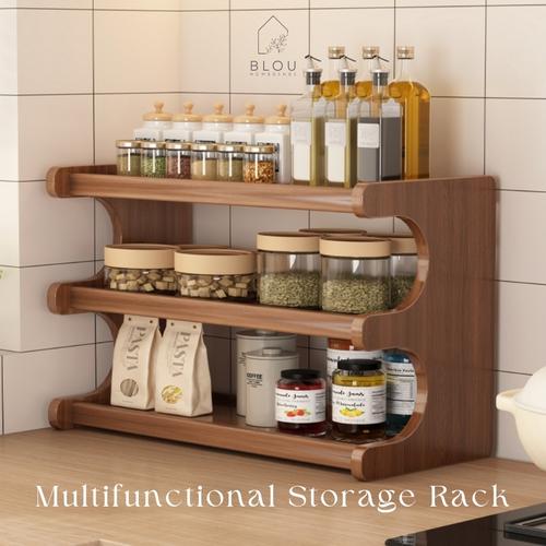 Jual Blou Rak Kayu Aesthetic Estetik Kitchen rack seasoning storage ...