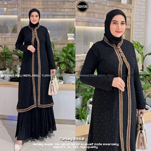 gamis abaya turkey 1930 jersey ceruty bordir import mewah L di  Aulia12olshop Tokopedia