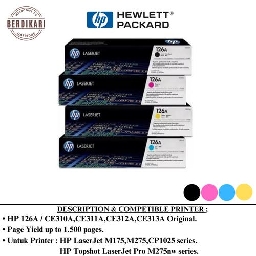 Ce310 Jual Toner HP 126A Original - CE310/CE311/CE312/CE313 (BK.M.C.Y ...