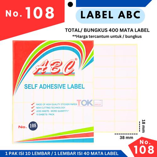 Jual Stiker Label ABC 108 Polos ( self adhesive label ) / label ...