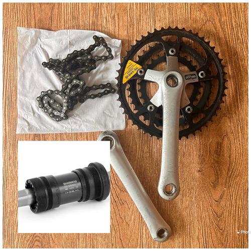 Jual crank set front chainwheel oval shimano fc-m200 silver