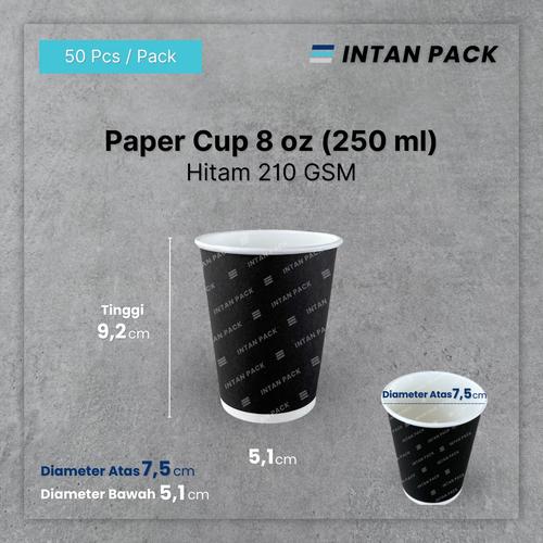 Jual Paper Cup 8 Oz Hitam ( 250 ml ) Gelas Kertas Kopi Tahan Panas (50 ...