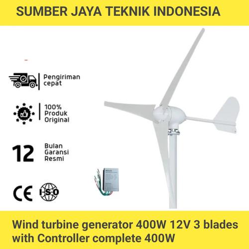 Jual Wind turbine generator 400W 12V 3 blades with Controller complete ...