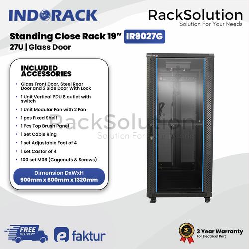 Jual IR9027G Indorack Close Rack Server Rak Depth 900MM 27U Glass Door ...