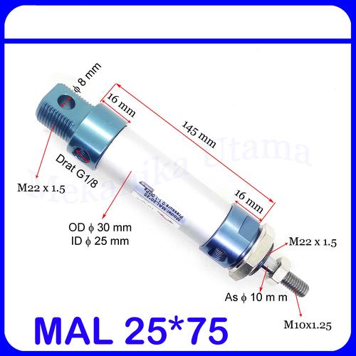 Pneumatikzylinder MAL25 Miniatur-Pneumatik-Luftzylinder aus Aluminiumlegierung für Industrie, Professionelles Zubehör (MAL25*75 Pneumatikzylinder MAL25 Miniatur-Pneumatik-Luftzylinder aus Aluminiumlegierung für Industrie, Professionelles Zubehör (MAL25*75