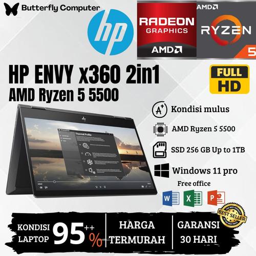 Laptop Hp Envy x360 AMD ryzen 5500 RAM 16 GB 512 GB AMD RADEON  8GB SSD 512 di Butterfly Computer Tokopedia