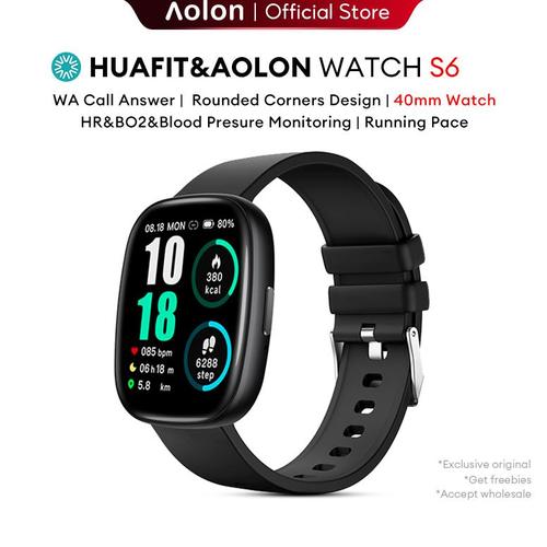 Aolon Huafit S6 Smartwatch 40mm WA Call Answer Round-Corner Design Blood  Presure Monitoring Smart Watch Bluetooth Call Emas di Cavenfury  Tokopedia