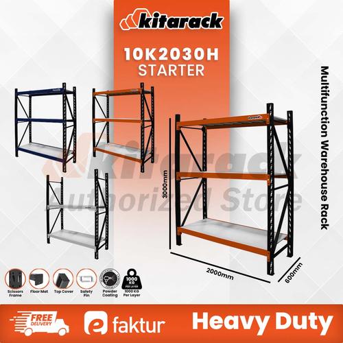 Jual KITARACK 10K2030 Hitam Rak Gudang Besi 1 TON / Layer Rack Starter ...
