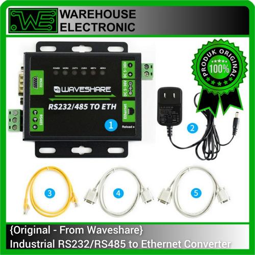 Jual Konverter RS232 RS485 to Ethernet Industrial - ORIGINAL Waveshare ...