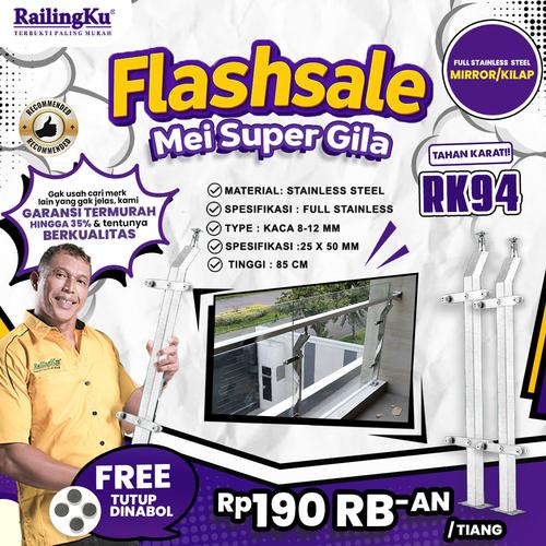 Promo [FLASH SALE ] Railing Tangga Kaca Public Area Tiang Railingku RK ...