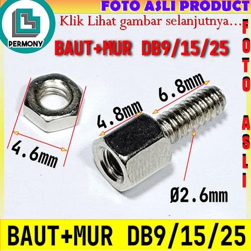 Jual Baut Mur DB9 DB15 DB25 serial vga stainless chrome - Jakarta Pusat ...