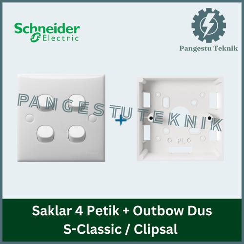 Jual Schneider Double Saklar Seri (4 Gang) Model Clipsal + Outbow