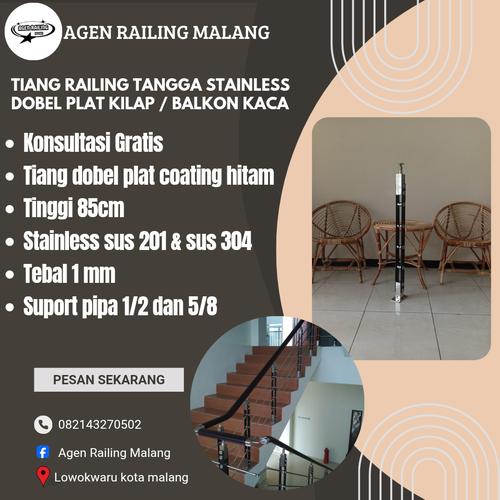 Jual Tiang railing tangga stainless plat coating / double plat Ss201 ...